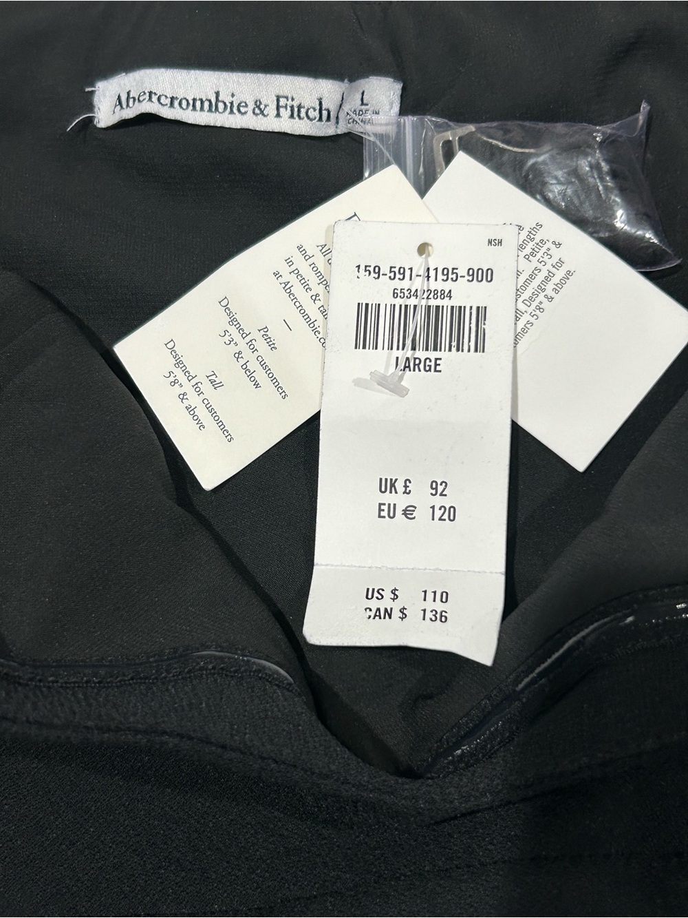 Abercrombie & Fitch Split Hem Wide-Leg Jumpsuit Pants Sz Large NWT Black - Picture 16 of 16